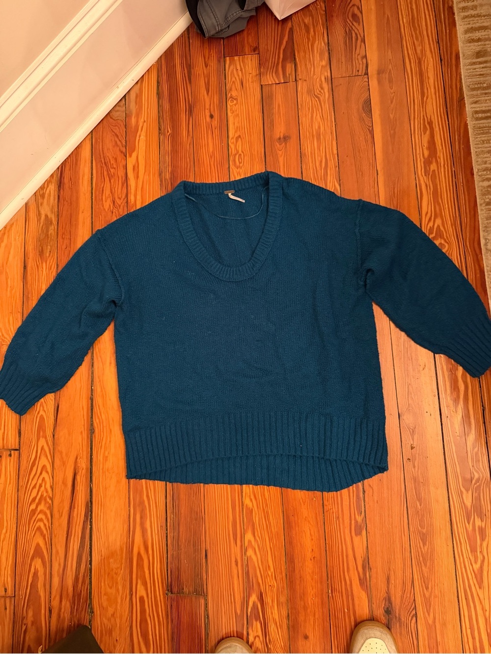 Free People Teal Crewneck Knit Sweater - Women's